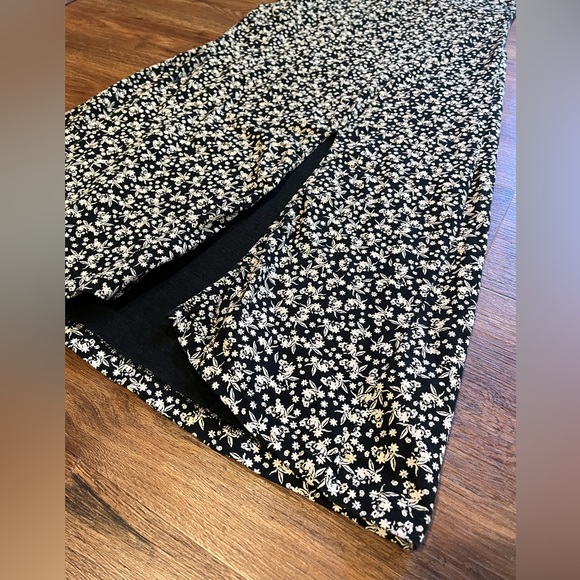 NATURAL by KNOWN SUPPLY Black Tan Cream Ditsy Floral Midi Dress Side Slit Small - Picture 5 of 14